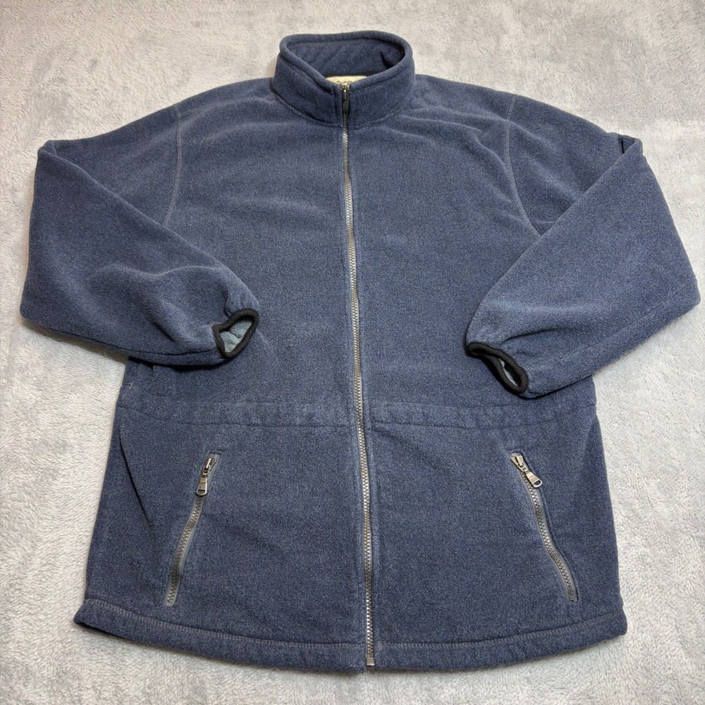 Eddie Bauer Fleece Jacket Men's Size Medium Blue Full Zip Outdoor Hiking Layer